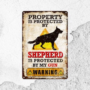 Beware of Dog, Dog Metal Sign, Personalized Gifts, Warning Sign, Gate Sign, Shepherd