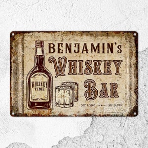 Whiskey Bar Sign, Pub Sign, Lounge Decor, Kitchen Sign, Custom Sign, Personalised Gifts, Metal Sign, Rustic Home Decor