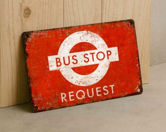 Personalized Retro Bus Stop Metal Sign, Custom Vintage Aluminum British Style Decor