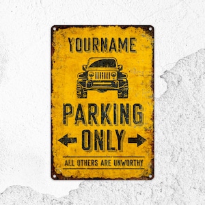 Gepersonaliseerd parkeerbord: rustiek metalen garagedecor