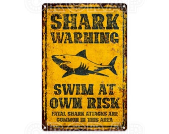 Hai Warnschild: Retro Beach Pool Decor