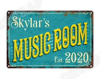 Custom Made, Music Room Sign, Classroom Decor, Personalised Gifts, Metal Sign, Rustic Wall Decor