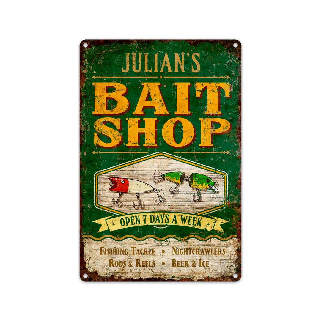 Bait Shop Sign, Fishing Decor, Man Cave, Custom Sign, Personalised ...