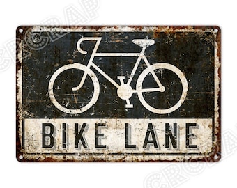 Metal Wall Sign, Bike Lane Sign, Bicycle Road, Beware of Bike, Warning Sign, Rustic Home Decor, Bike Gifts