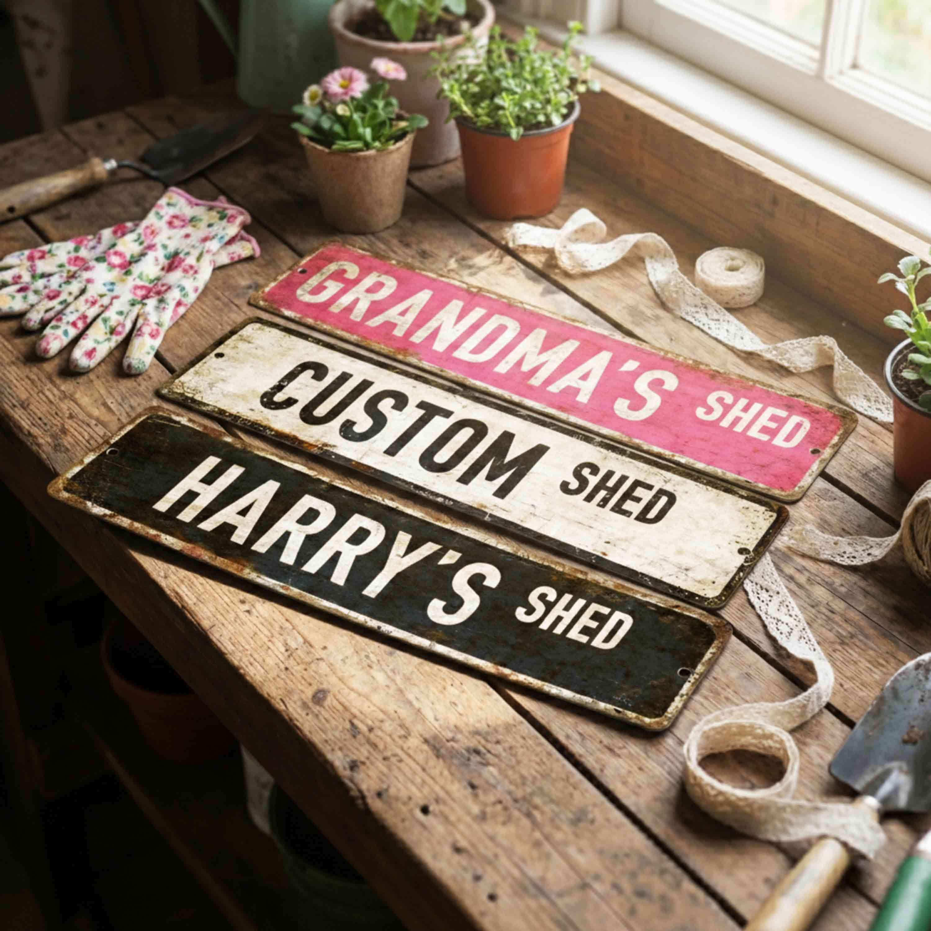 Custom Shed Metal Sign – Rusty Style Personalized Industrial Wall Decor