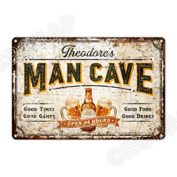 Man Cave Sign, Bar Sign, Metal Sign, Rustic Home Decor, Personalised Gifts