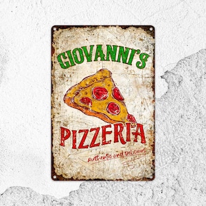 Pizzeria Metal Sign: Rustic Kitchen Decor, Restaurant Wall Art