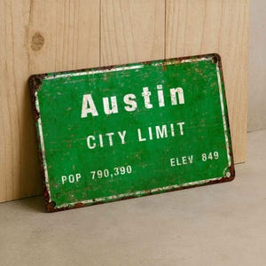 Custom City Limit Metal Sign – Personalized Vintage Road Plaque for Garage, Entryway or Man Cave Decor