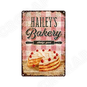 Custom Bakery Metal Sign: Kitchen Decor, Baking Gifts