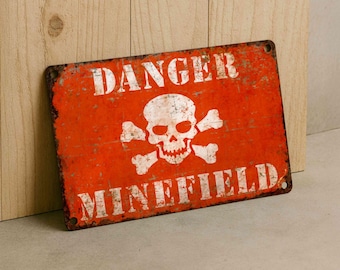 Danger Minefield Metal Sign Outdoor Vintage Aluminum Funny Warning Decor