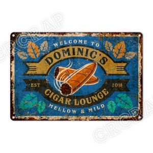 Cigar Lounge Sign, Cigar Bar Sign, Pub Sign, Rustic Wall Decor, Metal Sign, Custom Sign, Personalised Gifts