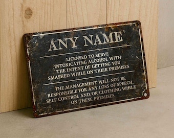 Custom Funny Bar Metal Sign – Personalized Vintage Decor for Home Pub or Lounge Area