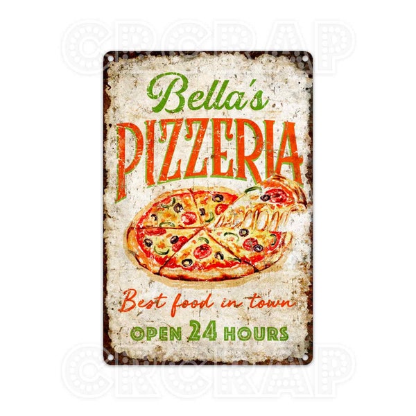 Custom Sign,Pizzeria Sign,Kitchen Sign,Pizza,Restaurant Sign,Metal Sign,Rustic Home Decor,Personalized Gifts