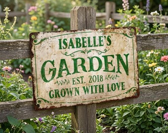 Personalized Garden Metal Sign, Custom Outdoor Vintage Aluminum Greenhouse Plant Decor