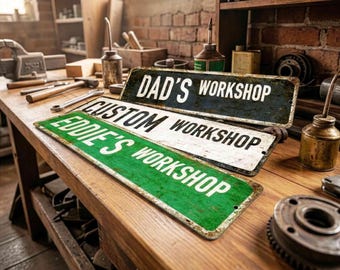 Personalized Workshop Metal Sign, Custom Outdoor Vintage Aluminum Garage Decor