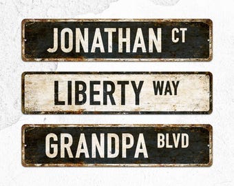 Custom Street Sign, Create Your Own Metal Sign. Best Personalised Gifts Metal Sign in Rustic Style. Different Colors Choices with Road Sign