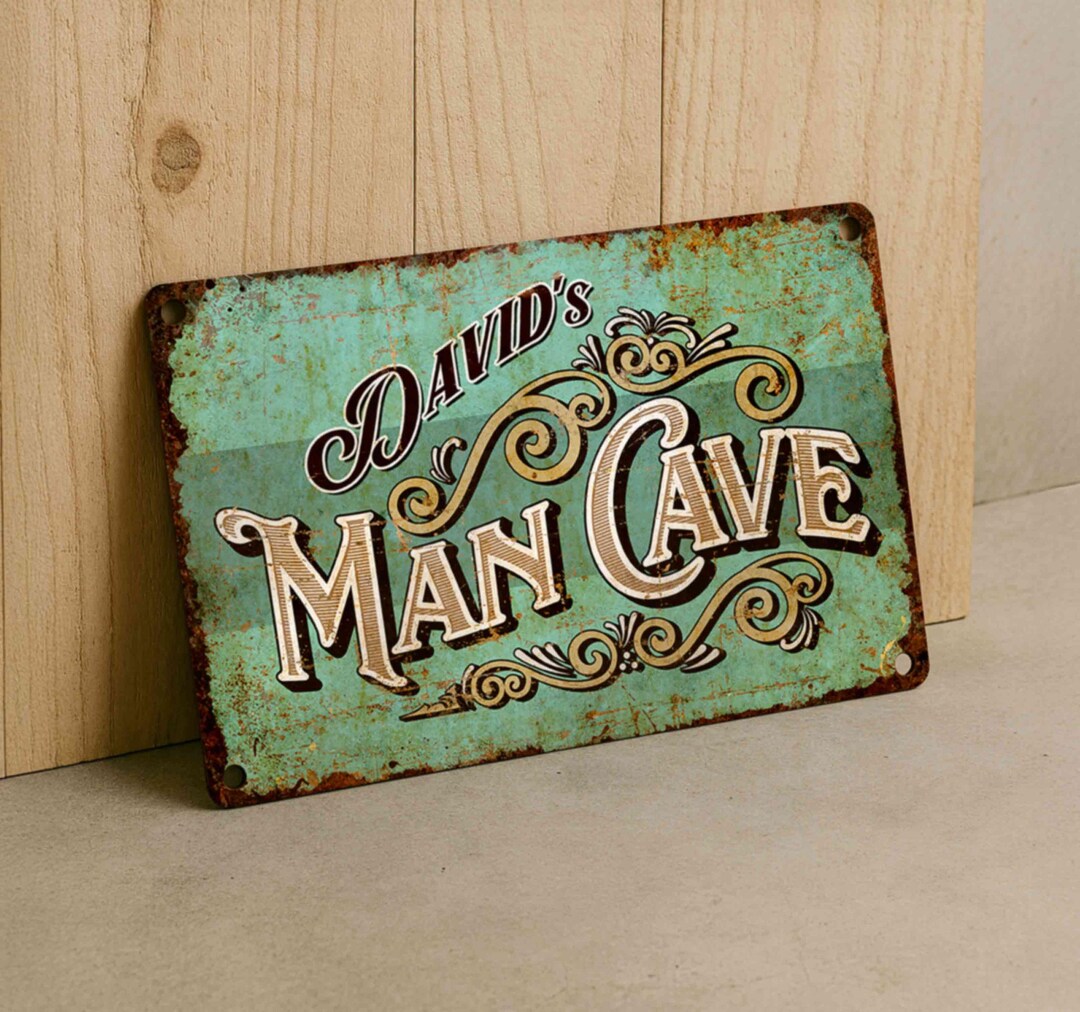 Custom Man Cave Metal Sign – Personalized Vintage Wall Decor for Lounge ...