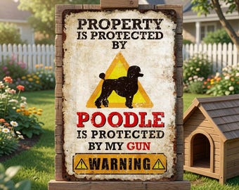Retro Dog Home Warning Metal Sign Outdoor Vintage Aluminum Poodle Wall Decor Gift
