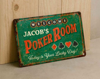 Personalized Poker Metal Sign Custom Card Game Room Wall Decor for Man Cave