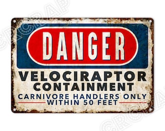Velociraptor Converpackung Metallschild: Dinosaurier-Warnung Dekor