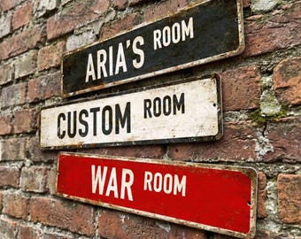 Custom Street Metal Sign Personalized Outdoor Vintage Aluminum Room Decor in 12 Colors