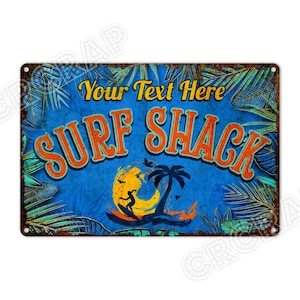 Custom Surf Shack Metal Wall Sign: Beach House Decor