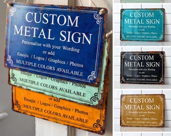 Personalized Metal Sign with Custom Text or Photo, Outdoor Vintage Aluminum Wall Decor