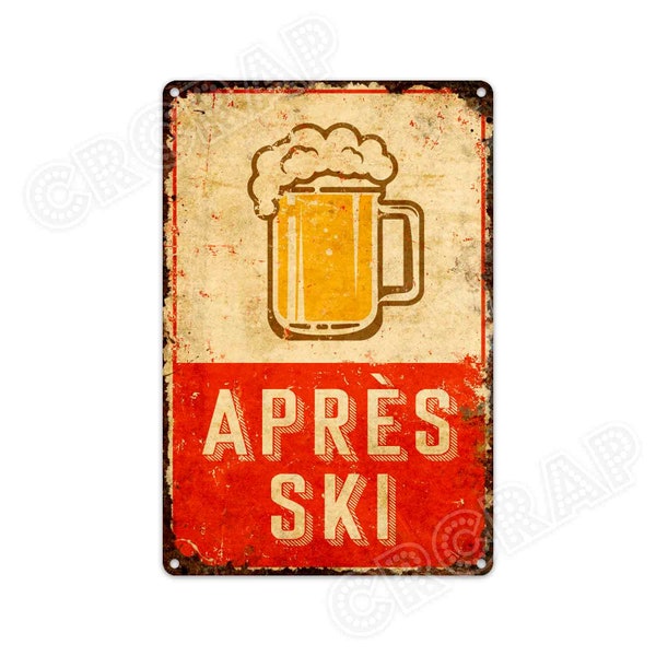 Panneau de piste de ski, APRÈS Ski, panneau de bar, panneau de pub, décor de ski, panneau métallique, décoration rustique, cadeaux de ski