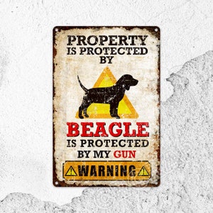 Beagle Warnschild: Objekt geschützt, Metallhundedekor