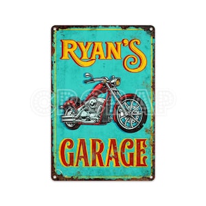 Garage Sign, Motorcycle Art, Motorbike Art, Vintage Poster, Wall Decor, Metal Sign, Personalised Gifts