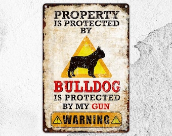 Cartello In Latta Con Scritta In Lingua Inglese Warning This Property