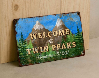 Welcome to Twin Peaks Metal Sign – Retro Vintage Wall Decor for Home, Bar or TV Room