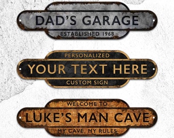 Railway Station Custom Sign, Rusty Personalized Sign, Create Your own Metal Sign with your Text / Name, Suitable for indoor and outdoor