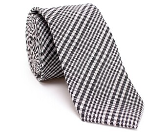 Wedding Groom Necktie Grey Plaid Necktie Check Woven Necktie Formal Necktie with Gift Box-NT.48S Gray Silk Necktie Men Slim Necktie