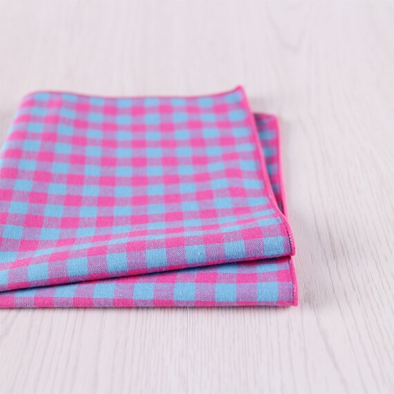 Hankie Pocket Square Handkerchief RED Gingham 2 Check Quality Cotton UK Made