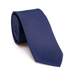 Navy Blue Necktie, Solid Color Tie, Wedding Necktie, Groomsman Tie, Narrow Tie, Slim Necktie, Groomsmen Gifts for Wedding./ NT-MF.22S
