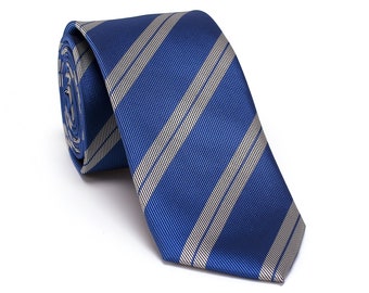 Mens Necktie, Men Tie, Striped Necktie, Blue Necktie, Wedding Neck Tie, Slim Tie, Boy Necktie, Groomsmen Gift Tie./ NT-MF.29S