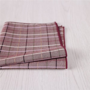 coffee brown plaid checked cotton pocket squares outdoor wedding cocktail party suit pocket square handkerchiefs hankies accessories+p12