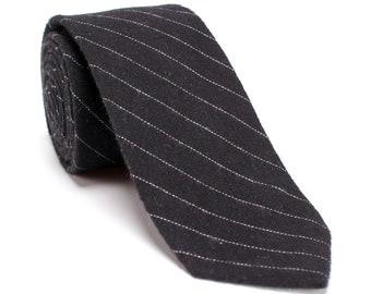 Black Striped Tie, Black Cotton Tie, Casual Black Tie with Stripes, Self-Tie Black Tie, Slim Black Neck Tie, Wedding Black Tie-NT.27S