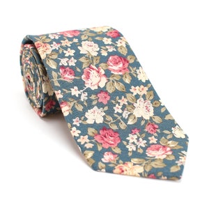 Floral Tie for Men, Wedding Tie Floral, Green Men Tie, Floral Tie, Green Tie, Groomsmen Tie, Vintage Necktie, Personalized Gift for him