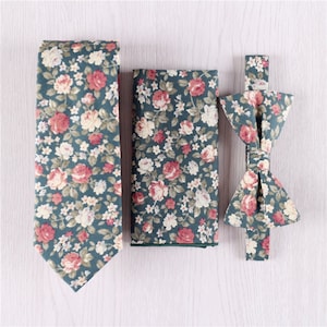 wedding tie set.wedding floral neckties set.neck tie bow tie and pocket square set.tie sets for wedding.suit ties set.neckwear sets+set