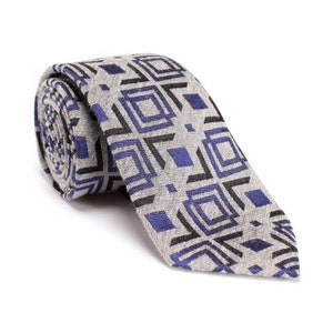 Gray Tie, Plaid Tie, Vintage Wedding Tie, Grey Necktie, Check Necktie, Groomsmen Tie, Groom Tie, Party Tie, Gift Boxed Tie./ NT-MF.14S