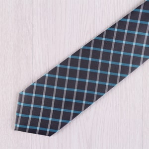 Navy Tie, Deep Blue Tie, Plaid Tie, Wedding Tie, Groomsmen Ties, Bridal Party Tie, Men Formal Tie, Wedding Gifts./ NT-MF.12E image 2