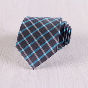 Navy Tie, Deep Blue Tie, Plaid Tie, Wedding Tie, Groomsmen Ties, Bridal Party Tie, Men Formal Tie, Wedding Gifts./ NT-MF.12E image 1