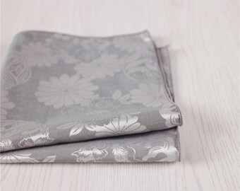 gray floral pocket squares.vintage floral pocket square.cotton wedding pocket square.designer pocket squares.groomsmen pocket squares+ps15