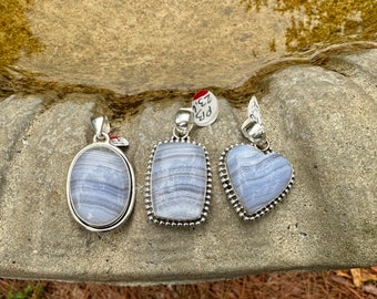 Blue lace agate pendant
