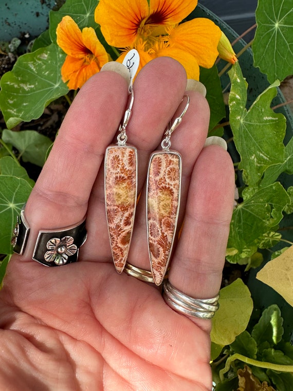 Fossilized coral earrings - image 2