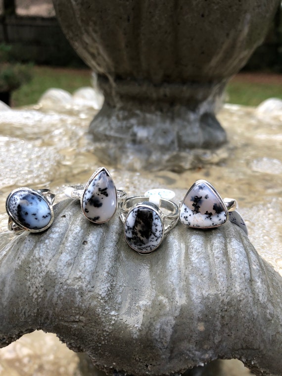 Dendritic opal ring/7-8 - image 1