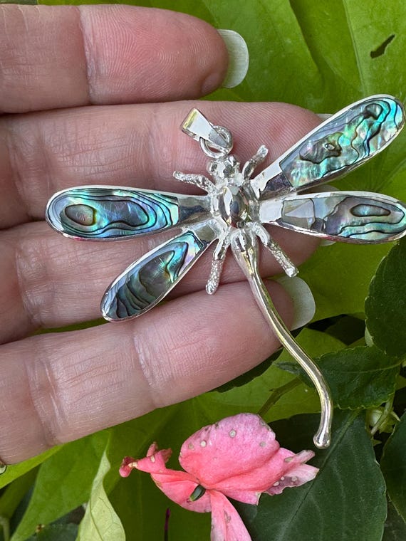 Abalone  dragonfly pendant
