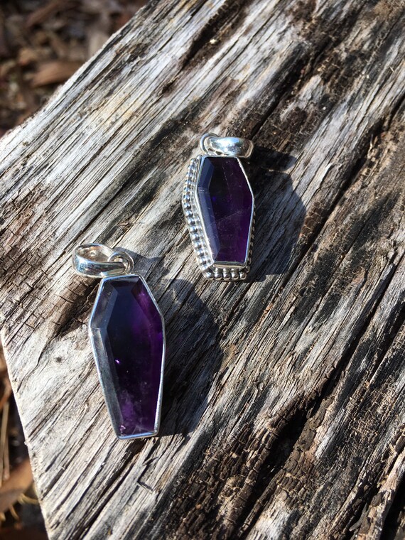 Amethyst coffin pendant